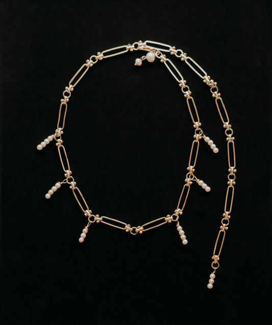 Gold Pearl Drop Necklace (multi wear)