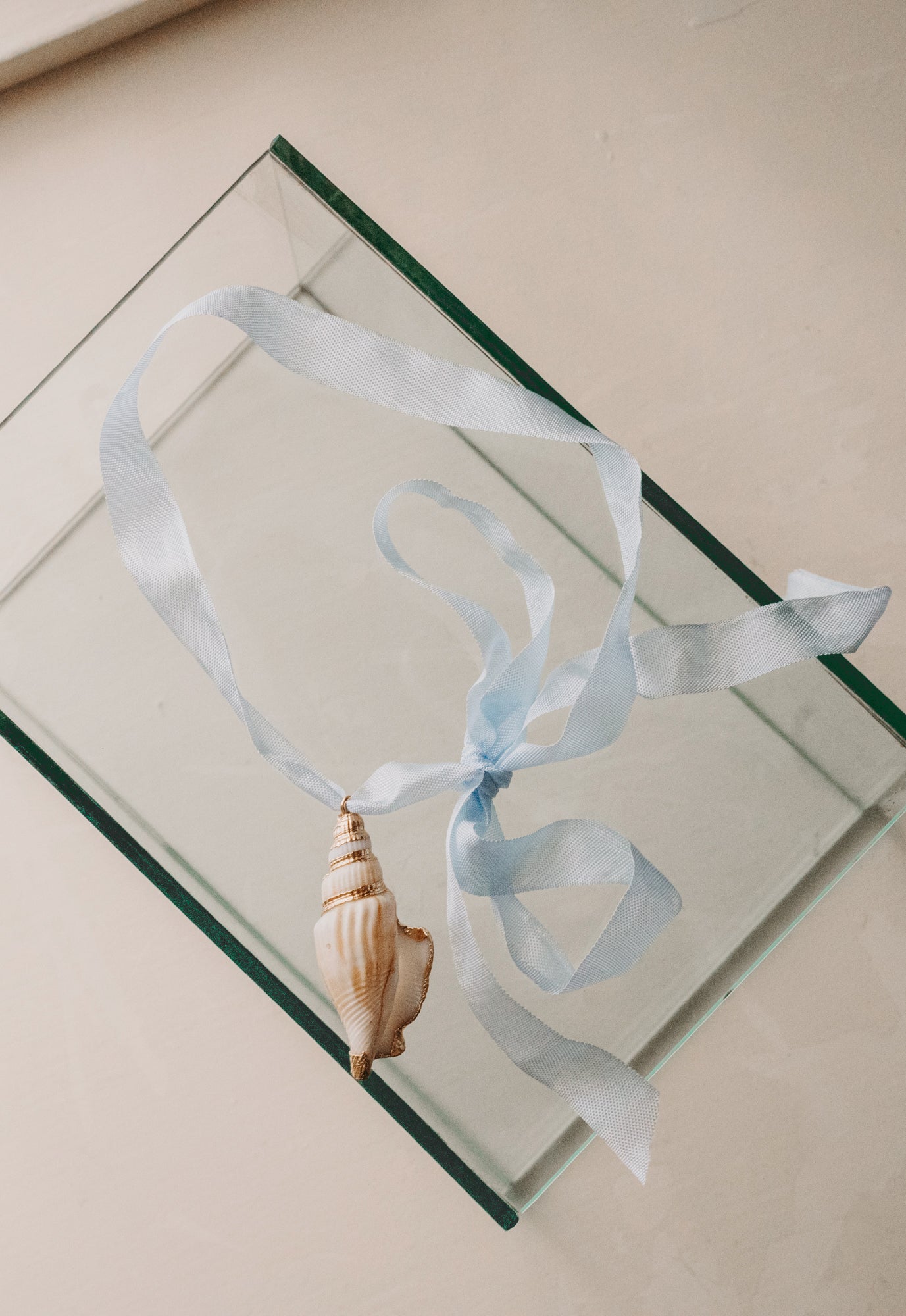 French Baby Blue Bow with Freshwater Shell